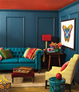Photo: http://www.beeboats.com/bring-happy-atmosphere-in-appealing-colorful-living-room-design/blue-wall-and-red-ceiling/